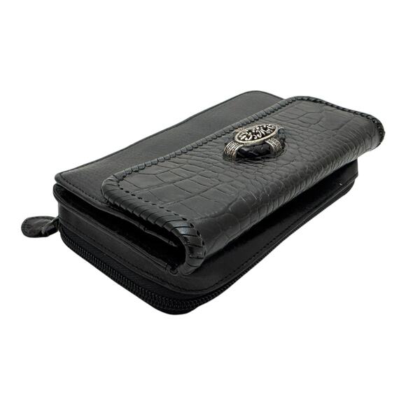 Brighton Convertible Crossbody Shoulder Bag Clutch Croc Alligator Black - Picture 6 of 11